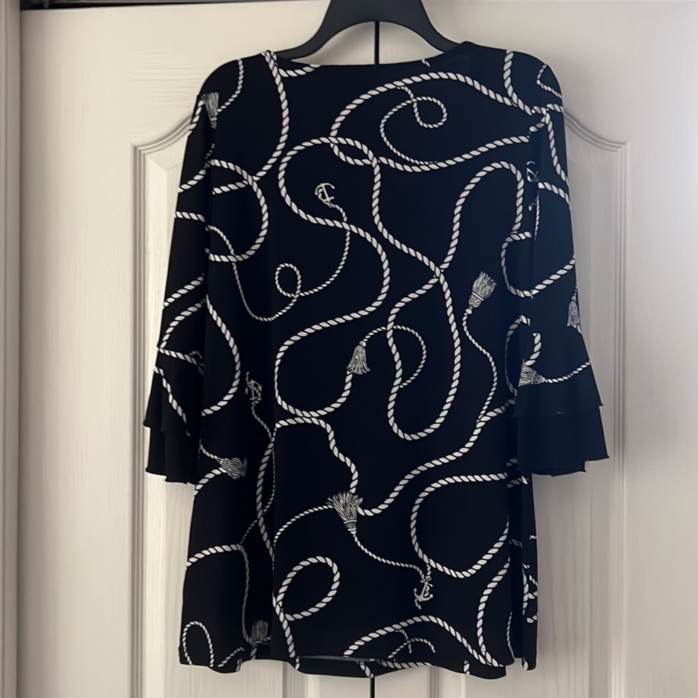 Nina Leonard top L , black and white. - Picture 2 of 8